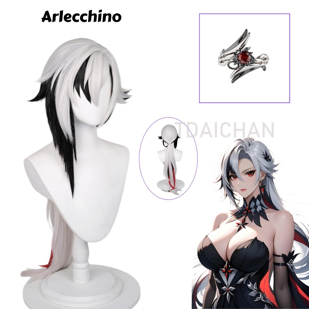 Anime Cosplay Wig Heat Resistant - Peruca de Cosplay Arlecchino de Genshin