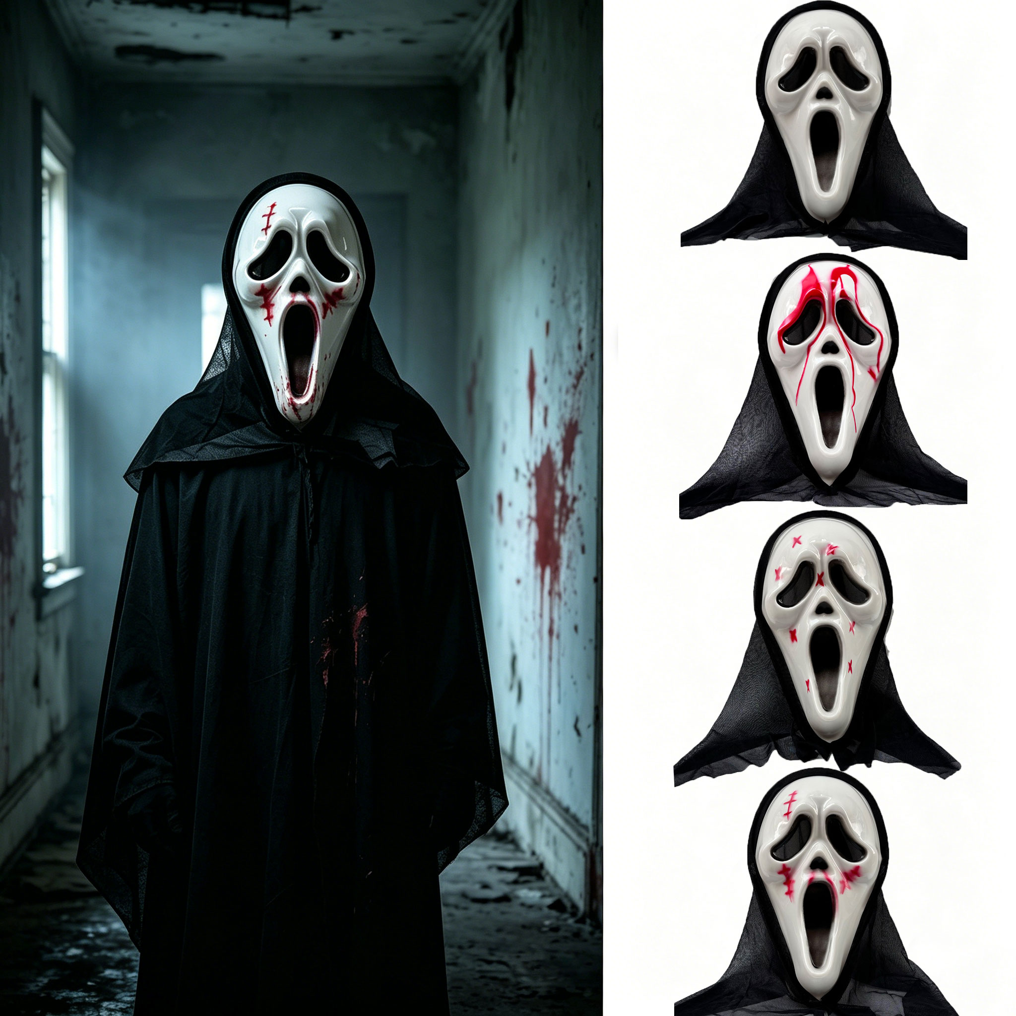 Led Purge Mask Halloween - Máscara de Terror Fantasma com Capuz