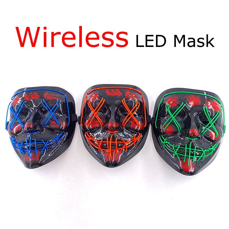 Neon sem fio led máscara de pu - Led Purge Mask Halloween avaliação e preço