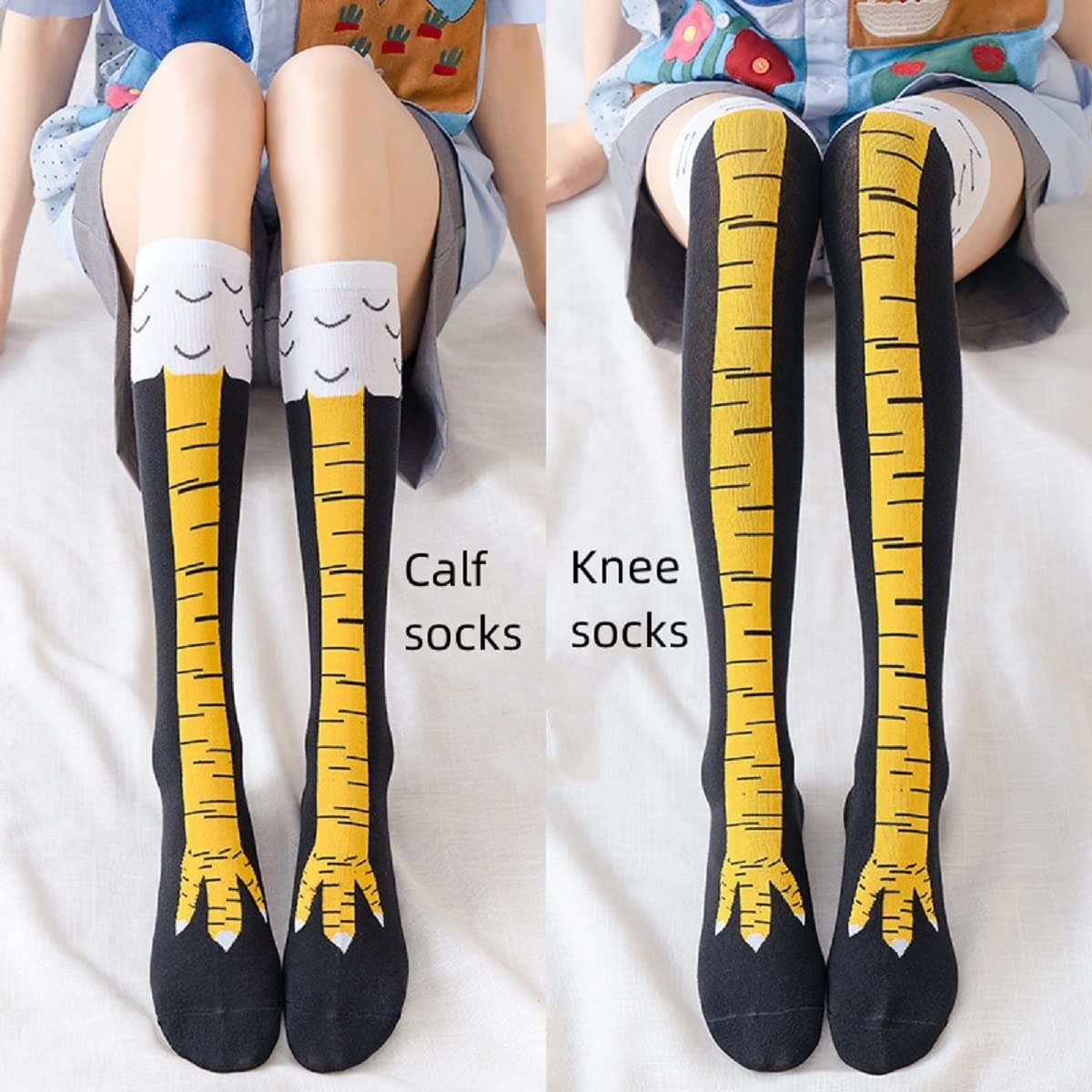 Mulheres coxa meias altas pés  - Funny Chicken Leg Socks avaliação e preço
