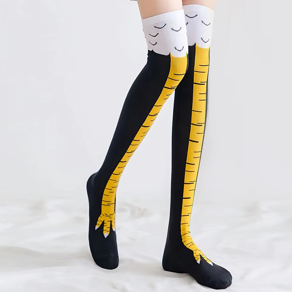 1/2 pares de meias altas de co - Funny Chicken Leg Socks avaliação e preço