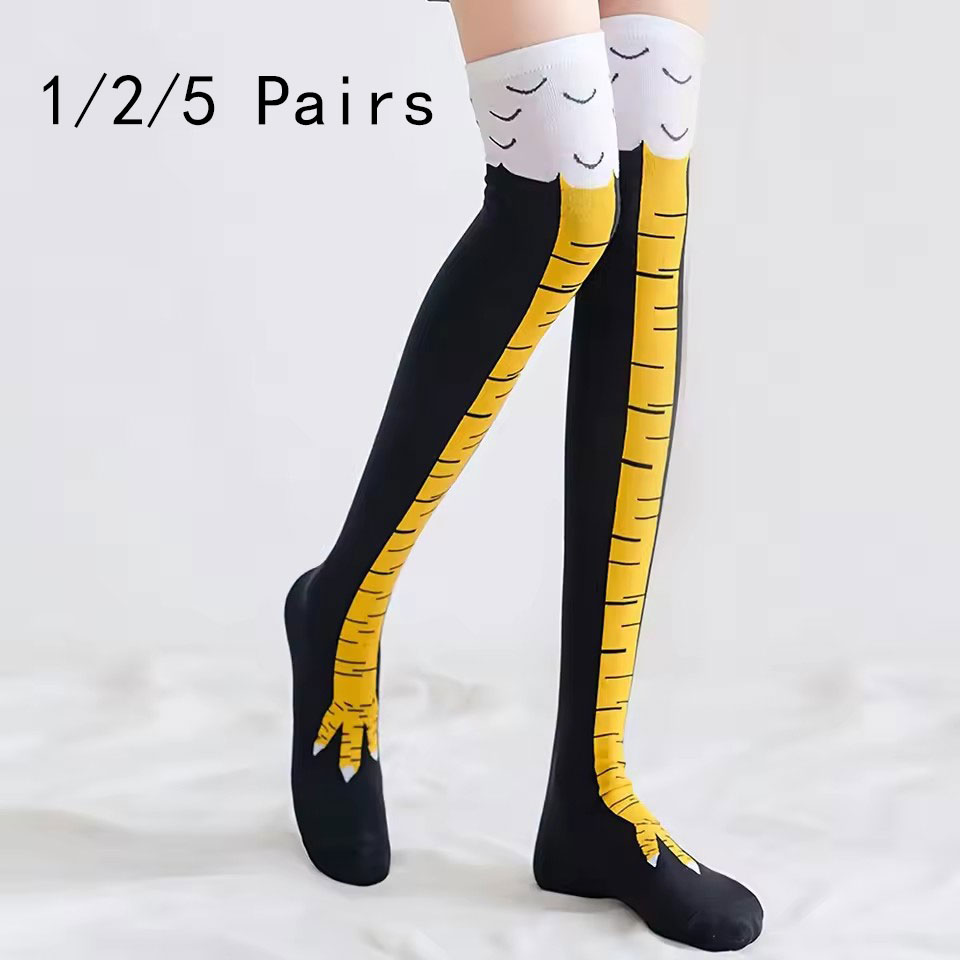 1/2/5/10 pares mulheres joelho - Funny Chicken Leg Socks avaliação e preço