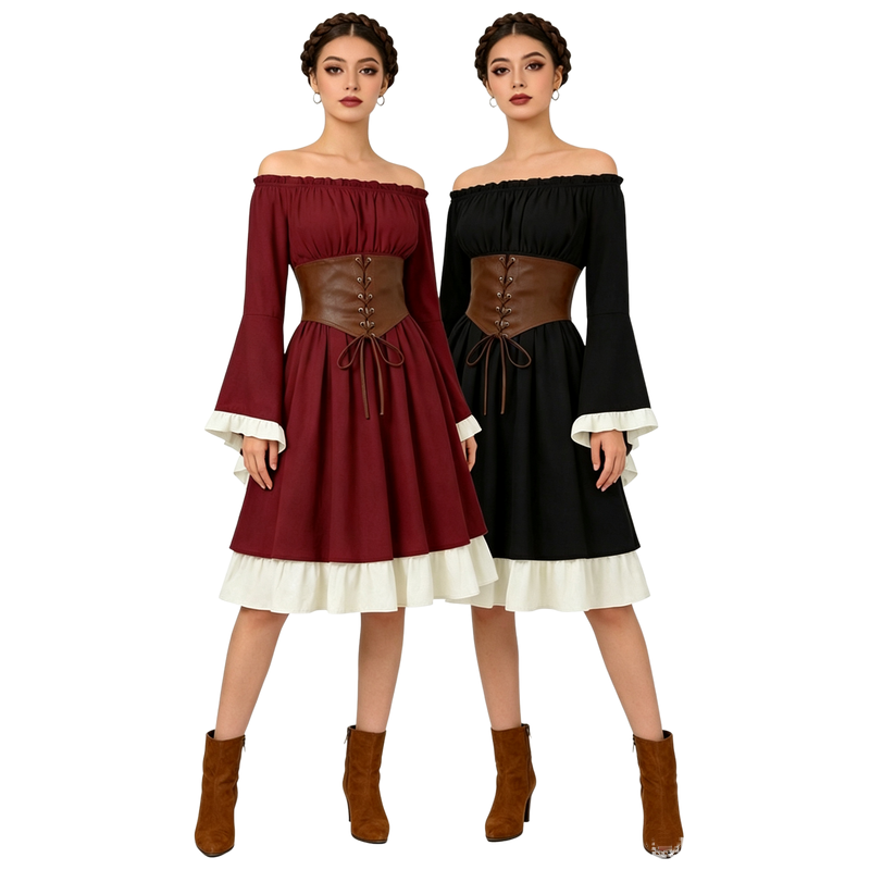 Vestido Midi Medieval Renascen - Medieval Renaissance Dress Women avaliação e preço