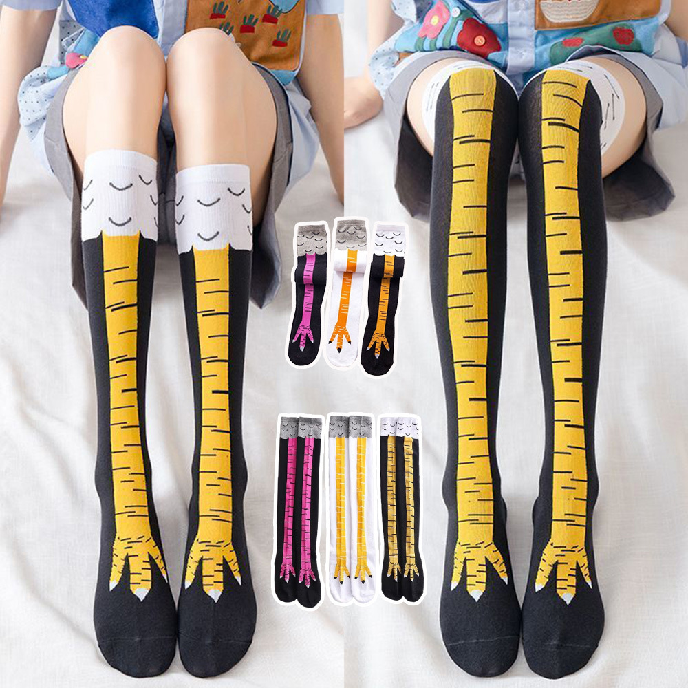1-4 Pares de Meias Altas para  - Funny Chicken Leg Socks avaliação e preço
