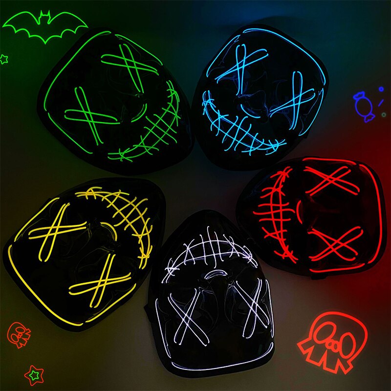 Máscara Neon LED de Halloween  - Led Purge Mask Halloween avaliação e preço